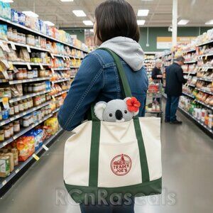 Trader Joe’s Canvas Tote Shopping Bag LARGE GREEN 2025 NEW with TAGS Reusable